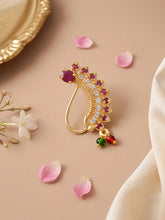 Gold Plated Ruby Vine Nath Nose Ring