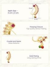 Gold Plated Ruby Vine Nath Nose Ring