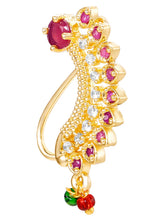 Gold Plated Ruby Vine Nath Nose Ring