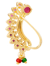 Gold Plated Ruby Vine Nath Nose Ring