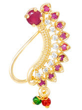 Gold Plated Ruby Vine Nath Nose Ring