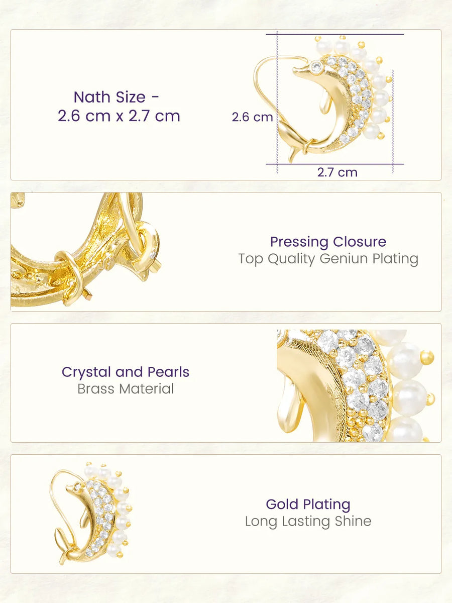 Gold Plated Pearl Adorned Dolphin Nath