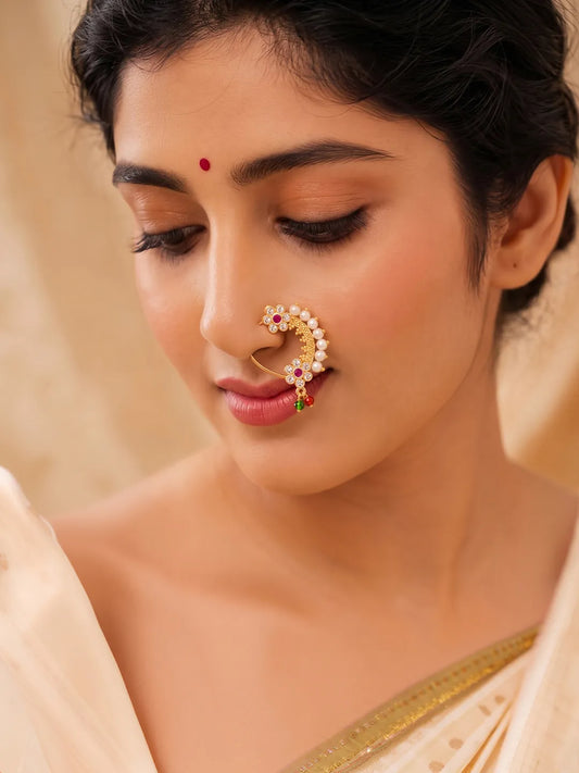 Gold Plated Heritage Pearl Nath
