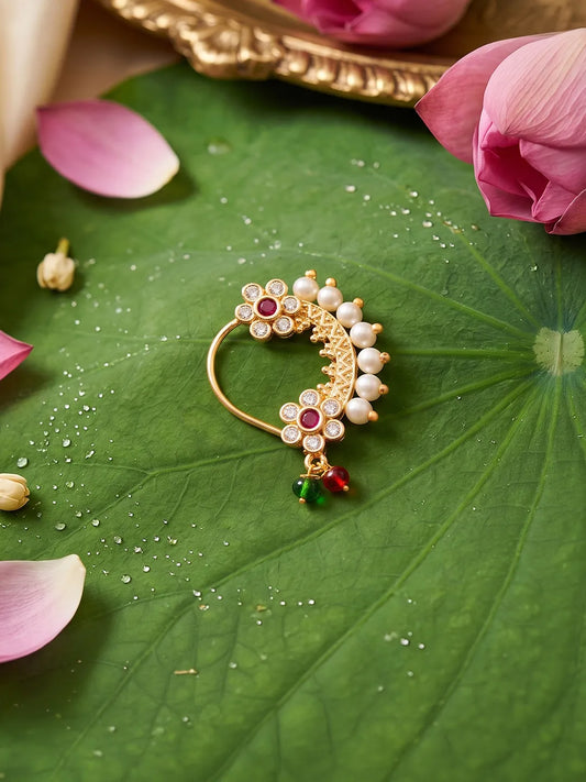 Gold Plated Heritage Pearl Nath