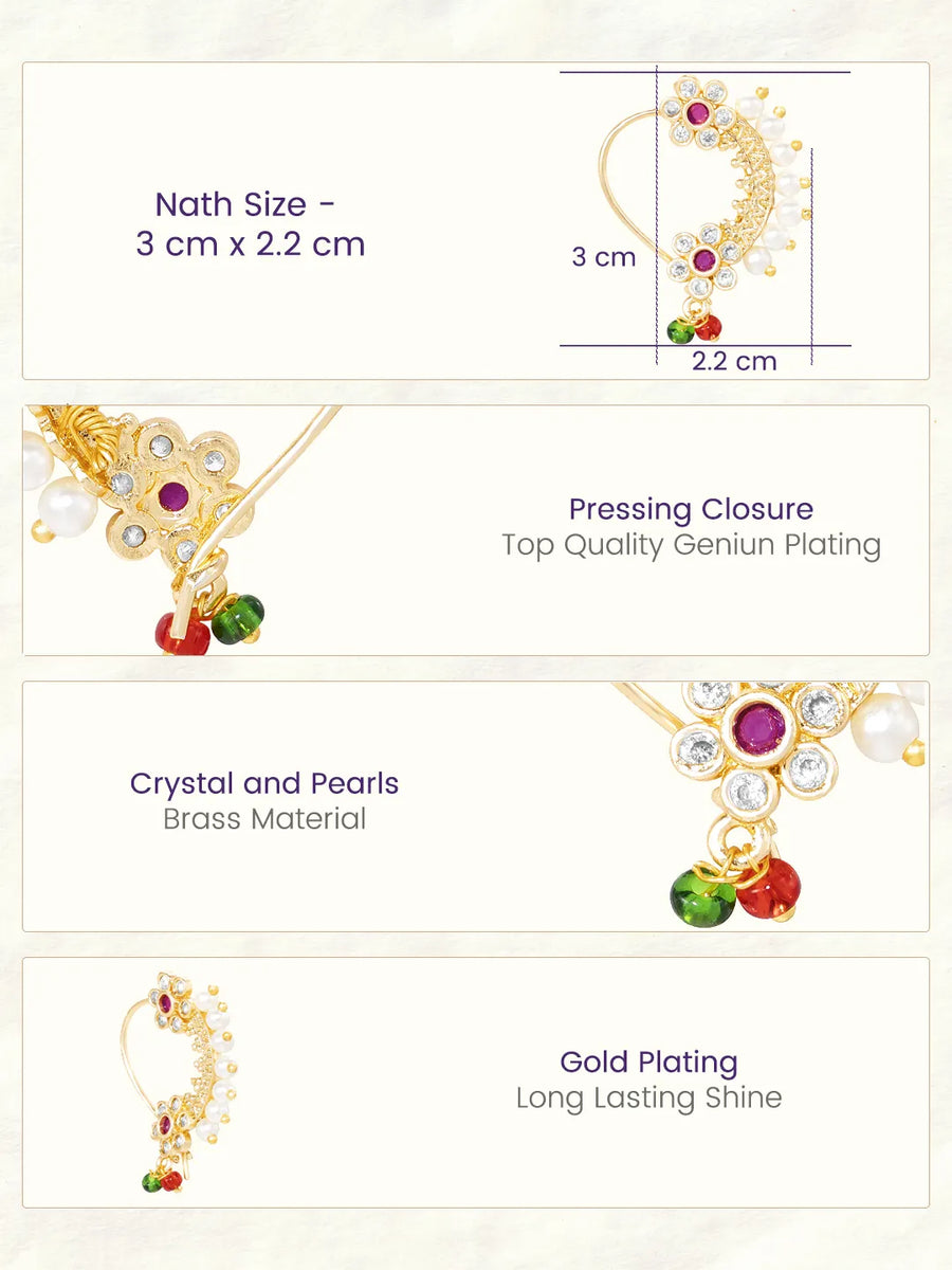 Gold Plated Heritage Pearl Nath