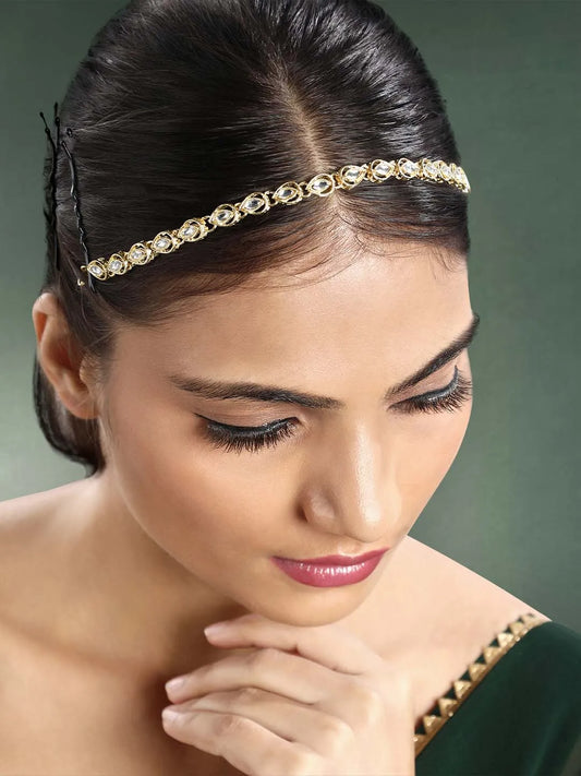 Synthetic Stone Sheesh Patti – Radiant Headpiece for Brides | Peora

