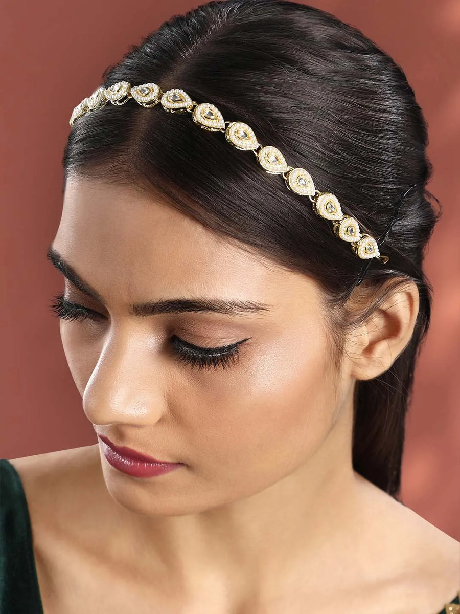 Synthetic Stones Sheesh Patti – Traditional Shine for Bridal Elegance | Peora

