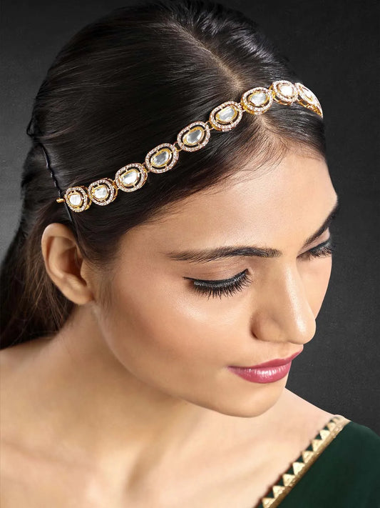 Synthetic Stone Sheesh Patti – Sparkling Bridal Headpiece | Peora

