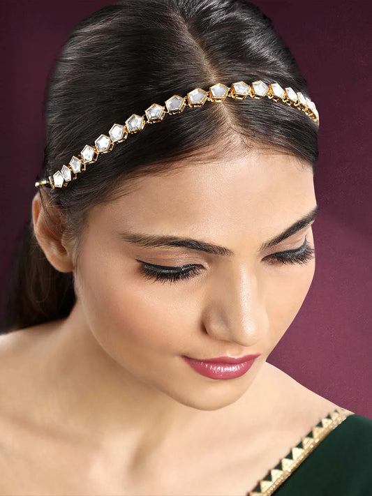 Synthetic Stones Sheesh Patti – Sparkling Traditional Headpiece | Peora

