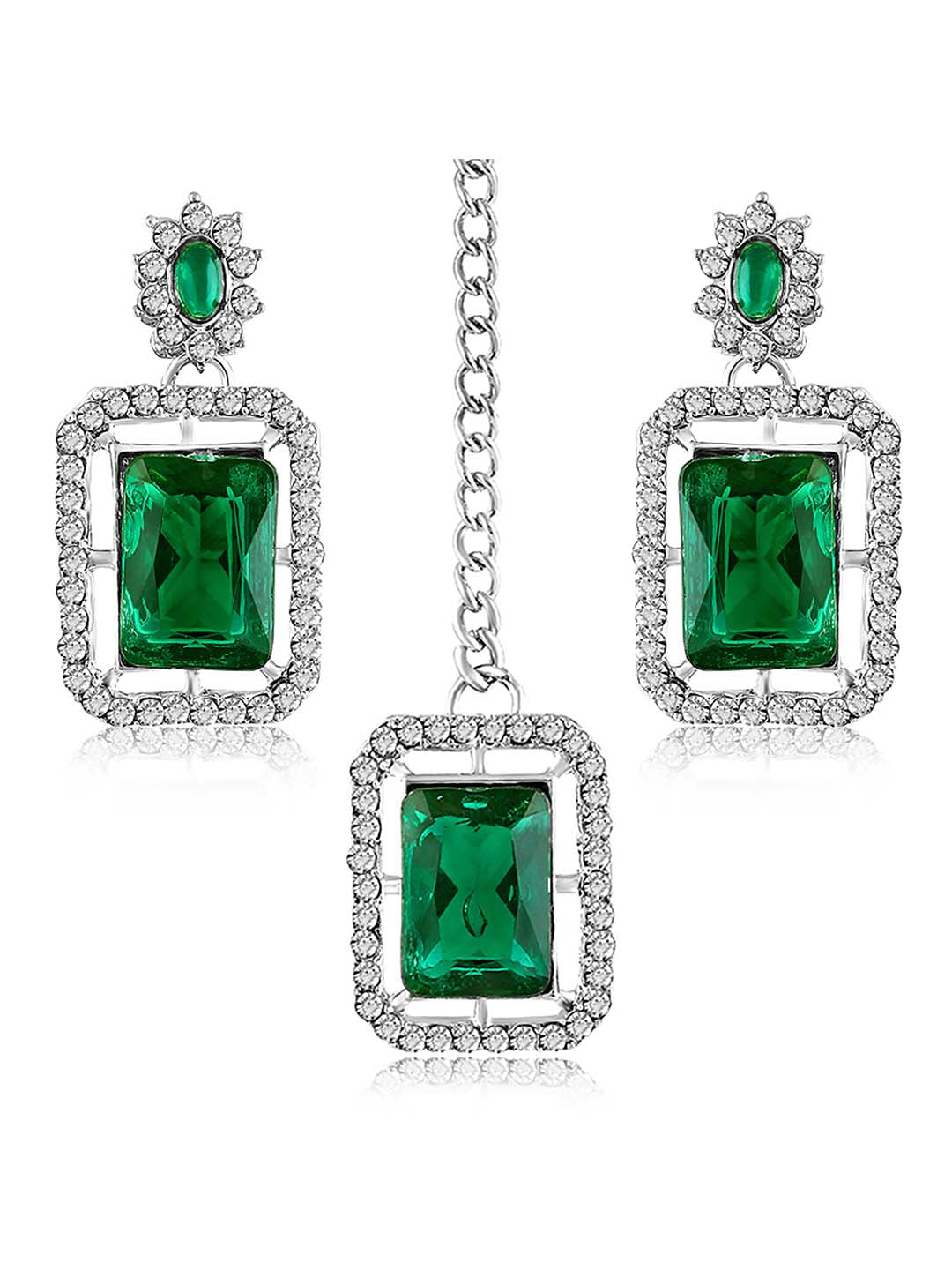 Glamorous Green Maang Tikka Set