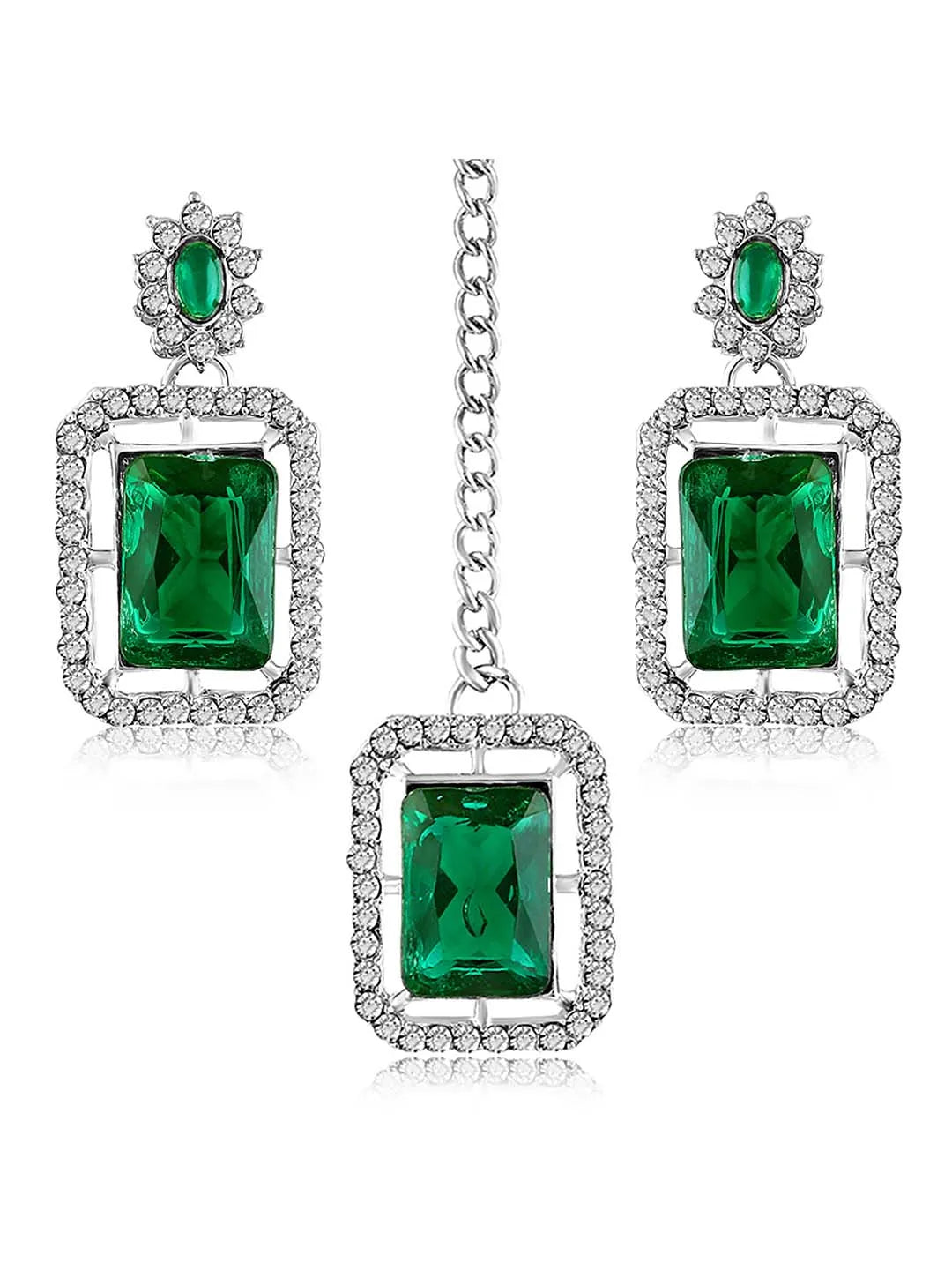 Glamorous Crystal Studded Maangtikka Set