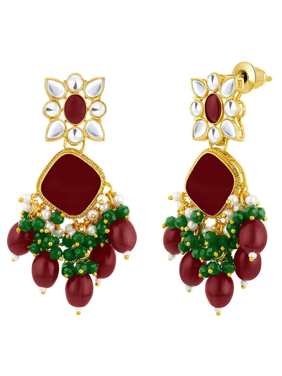 Peora Maharani Kundan Necklace Set - Gold