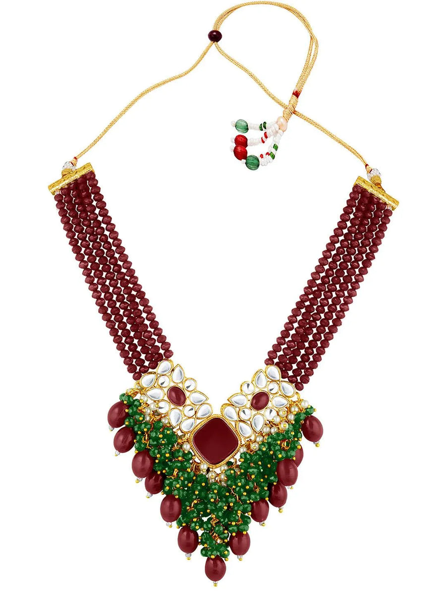 Peora Maharani Kundan Necklace Set - Gold