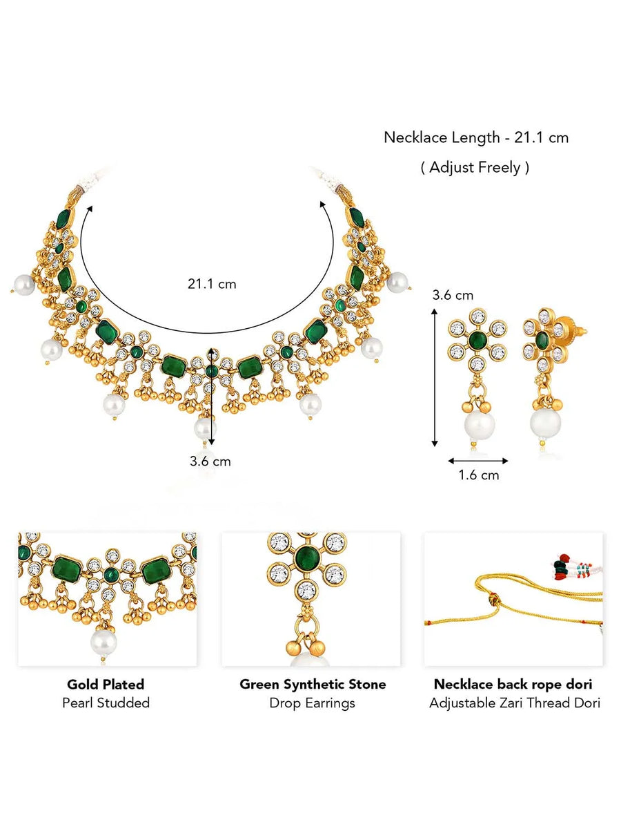 Vintage Jade Short Necklace Set - Green