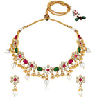 Vintage Jade Short Necklace Set - Red & Green