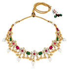 Vintage Jade Short Necklace Set - Red & Green