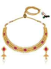 Emerald Shine Dazzling Necklace Set - Rani Pink