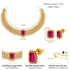 Emerald Shine Dazzling Necklace Set - Rani Pink