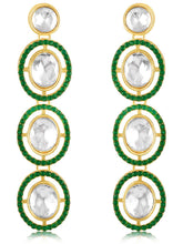 Elegant Green Kundan Earrings & Ring Set