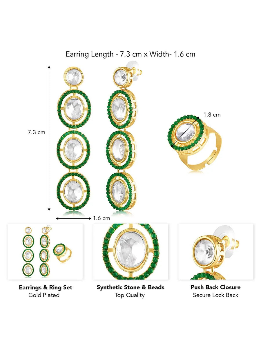 Kundan Earrings & Ring Set – Elegant Ethnic Jewellery | Peora

