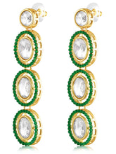 Elegant Green Kundan Earrings & Ring Set