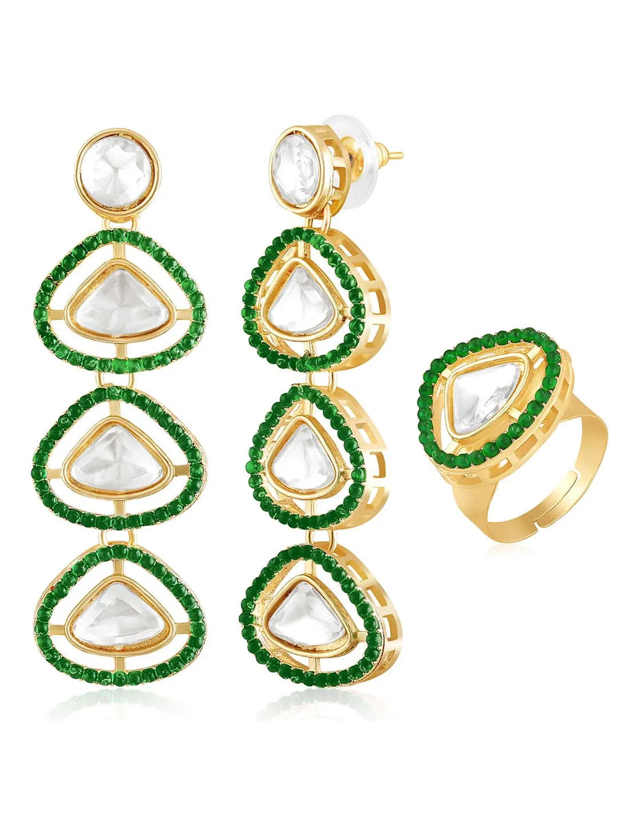 Kundan Earrings & Ring Set – Exquisite Bridal Jewellery | Peora

