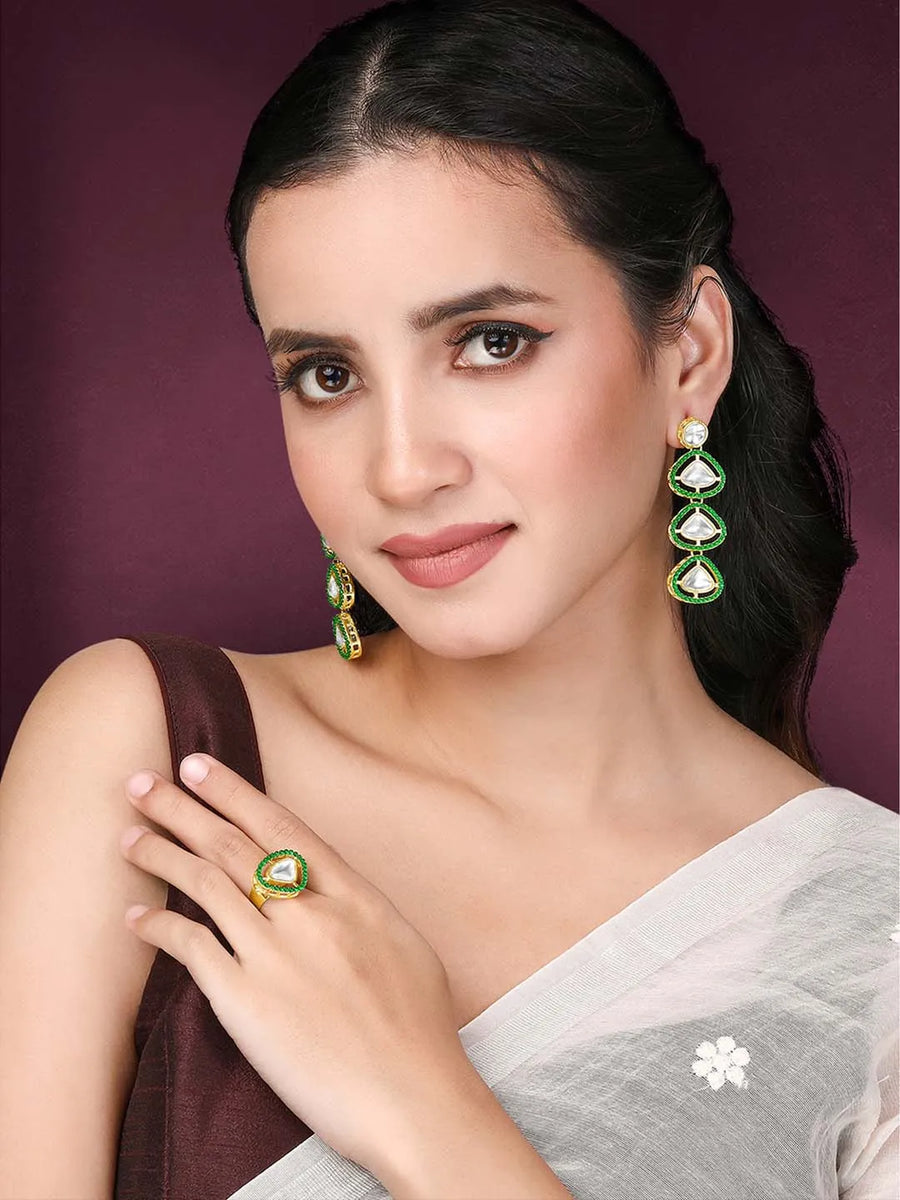 Kundan Earrings & Ring Set – Exquisite Bridal Jewellery | Peora

