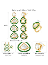 Opulent Kundan Green Earrings & Ring Set