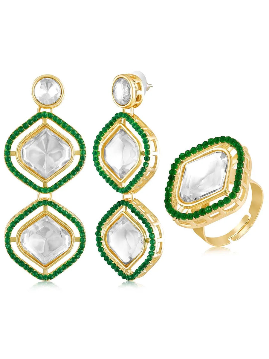 Kundan Earrings & Ring Set – Elegant Bridal Jewellery | Peora

