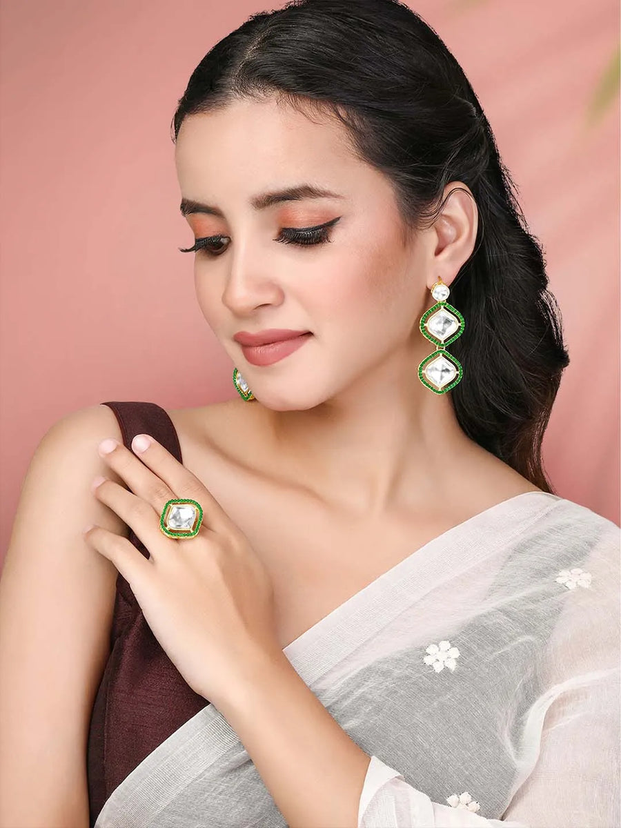 Kundan Earrings & Ring Set – Elegant Bridal Jewellery | Peora

