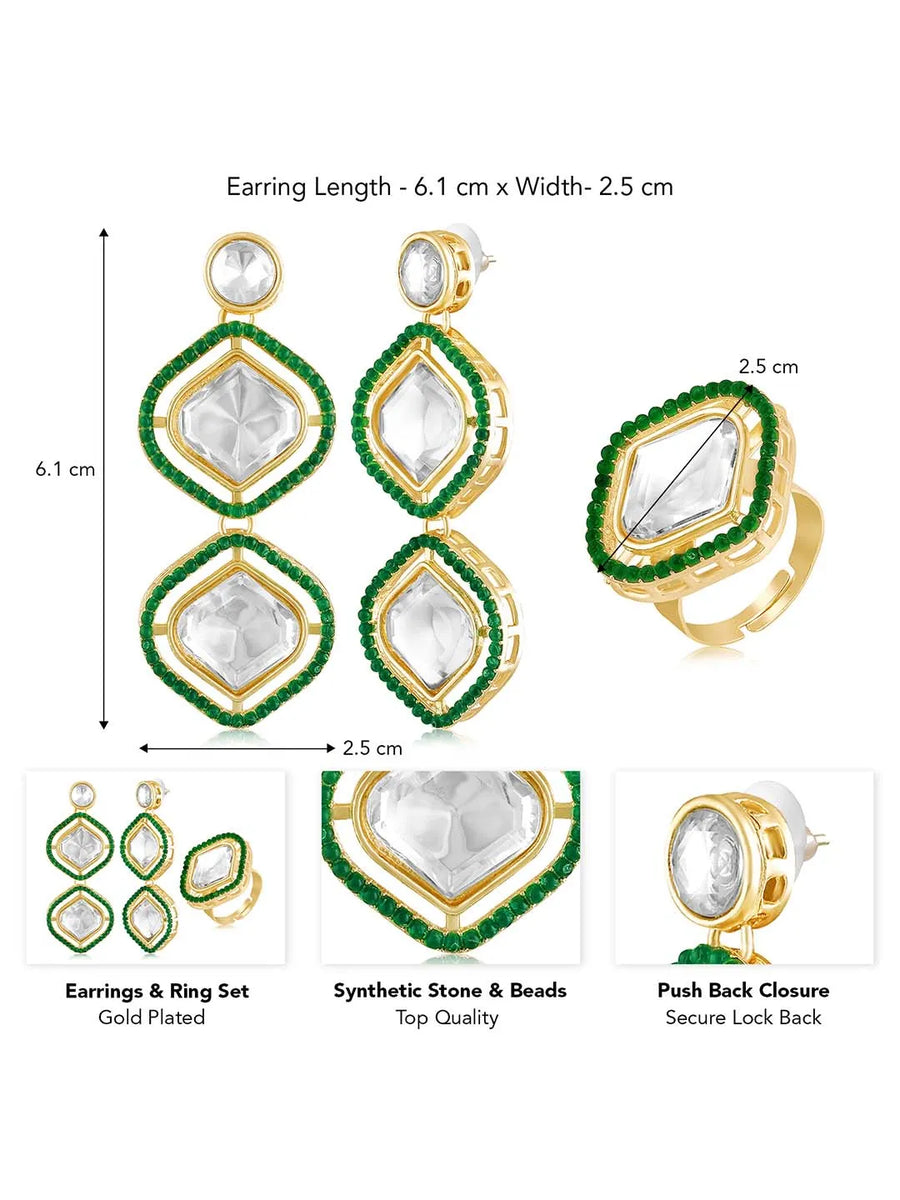Kundan Earrings & Ring Set – Elegant Bridal Jewellery | Peora

