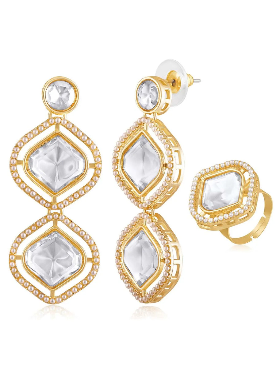 Kundan Earrings & Ring Set – Elegant Bridal Jewellery | Peora

