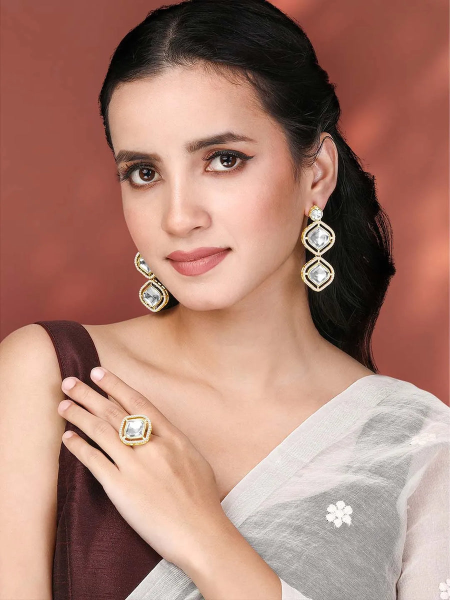 Kundan Earrings & Ring Set – Elegant Bridal Jewellery | Peora

