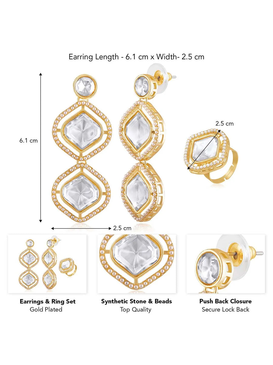 Kundan Earrings & Ring Set – Elegant Bridal Jewellery | Peora

