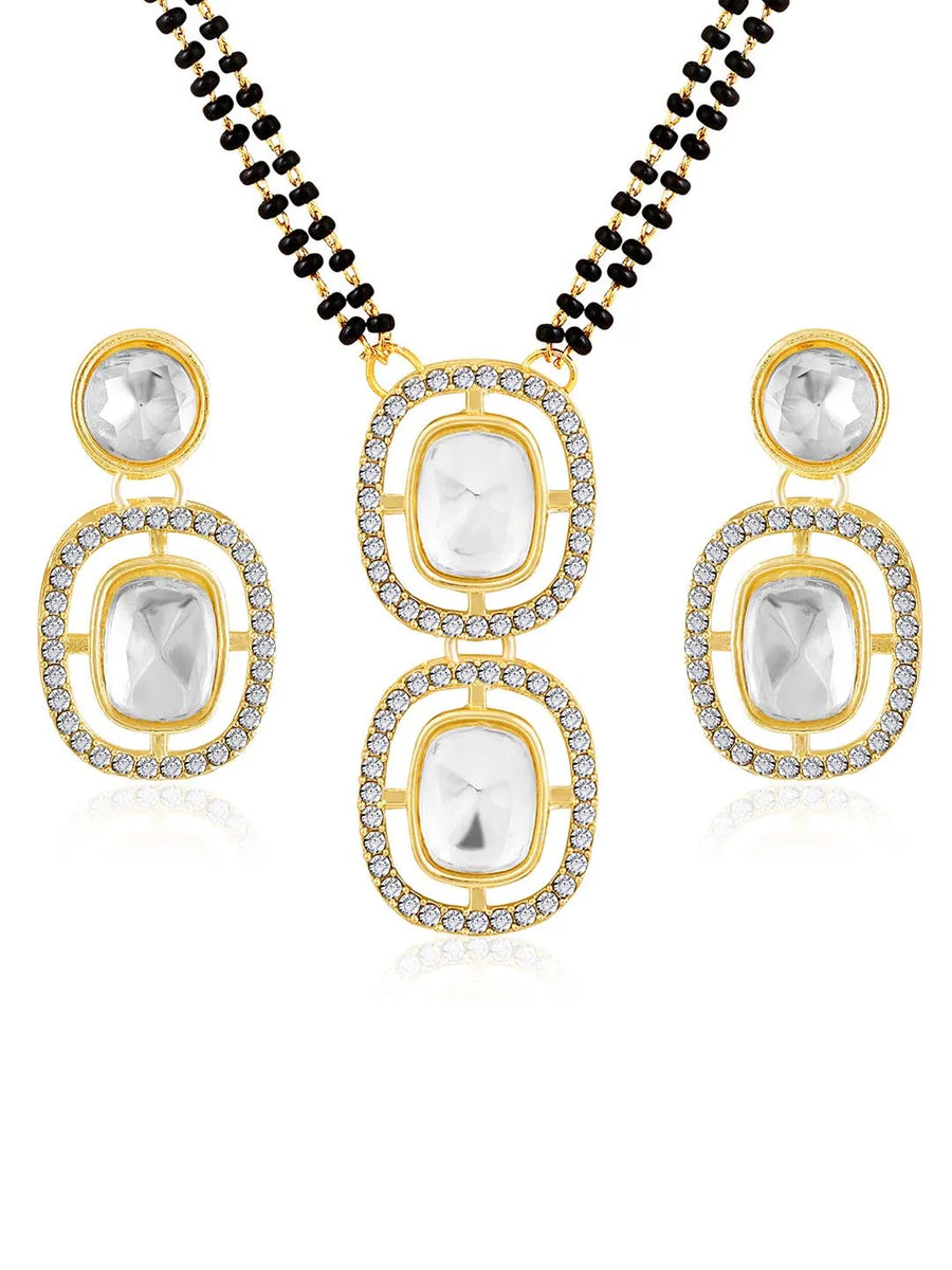 CZ & Crystal Mangalsutra Set | Elegant Sparkle by Peora

