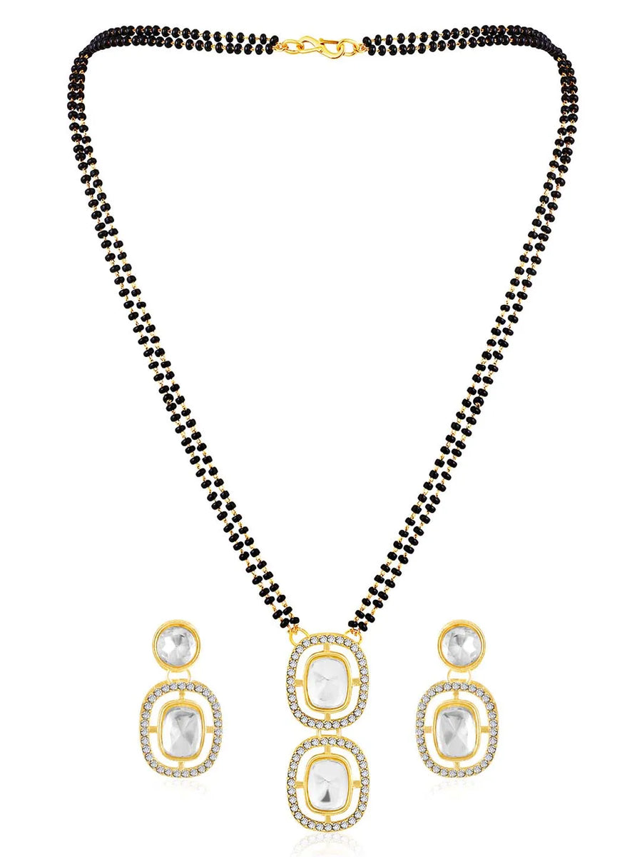 CZ & Crystal Mangalsutra Set | Elegant Sparkle by Peora

