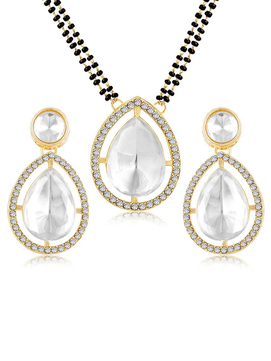 CZ & Crystal Mangalsutra Set | Sparkling Bridal Jewellery by Peora


