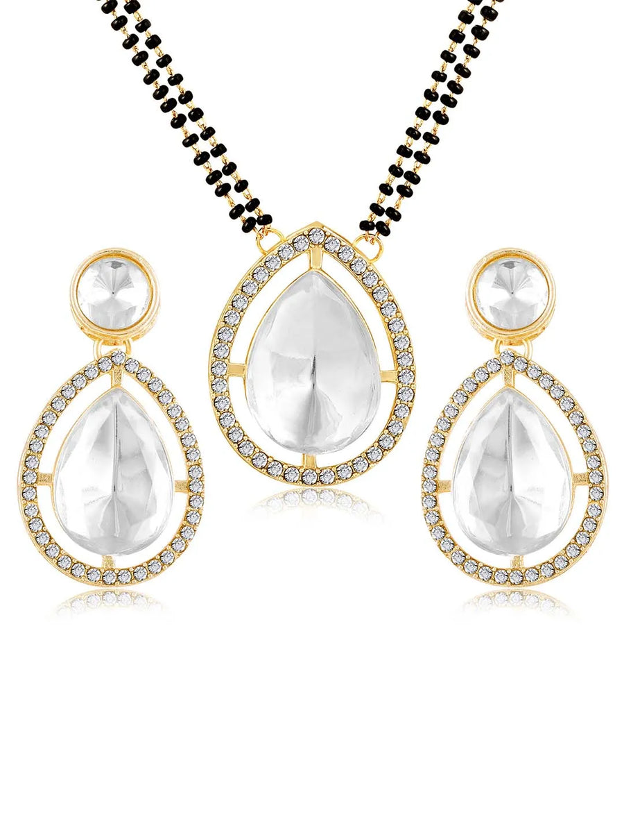 CZ & Crystal Mangalsutra Set | Sparkling Bridal Jewellery by Peora

