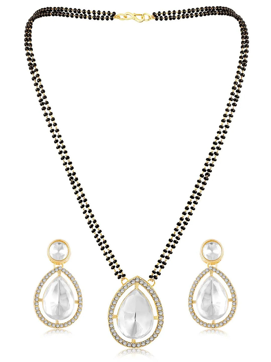 CZ & Crystal Mangalsutra Set | Sparkling Bridal Jewellery by Peora

