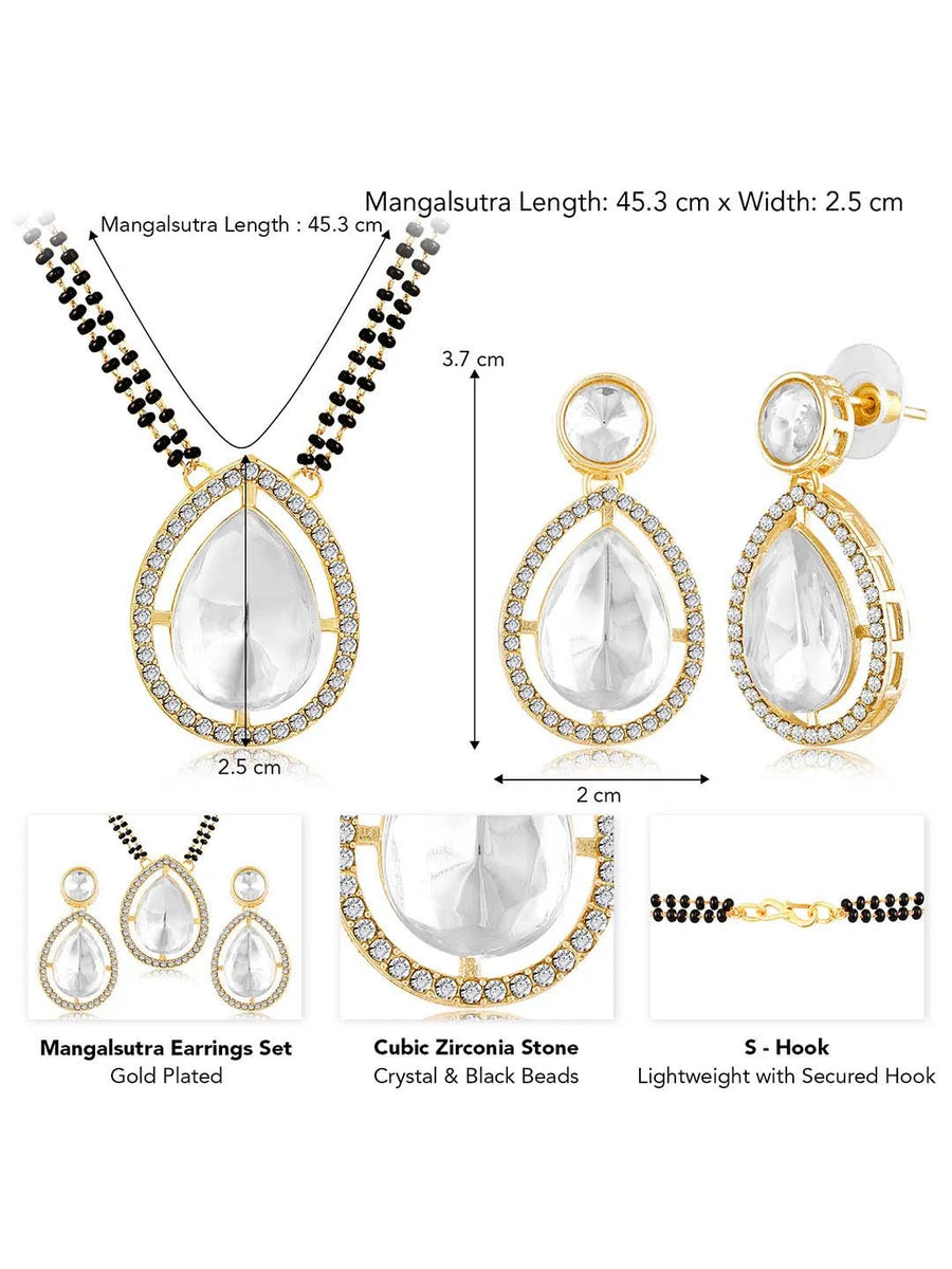 CZ & Crystal Mangalsutra Set | Sparkling Bridal Jewellery by Peora

