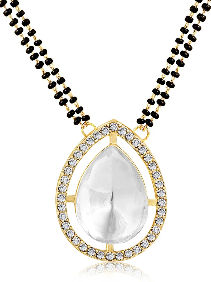 CZ & Crystal Mangalsutra Set | Sparkling Bridal Jewellery by Peora

