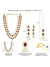 Gold Plated Maroon Halo Layered Necklace Set
