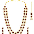 Gold Plated Maroon Halo Layered Necklace Set