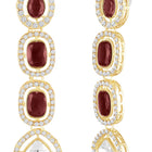 Gold Plated Maroon Halo Layered Necklace Set