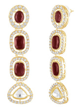 Gold Plated Maroon Halo Layered Necklace Set