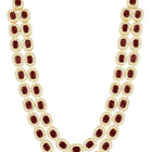 Gold Plated Maroon Halo Layered Necklace Set
