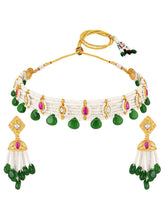 Peora Green Onyx Pearl Kundan Choker Set