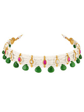 Peora Green Onyx Pearl Kundan Choker Set