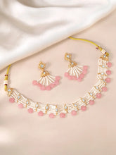 Peora Rose Pink Pearl Kundan Choker Set
