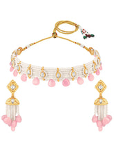 Peora Rose Pink Pearl Kundan Choker Set